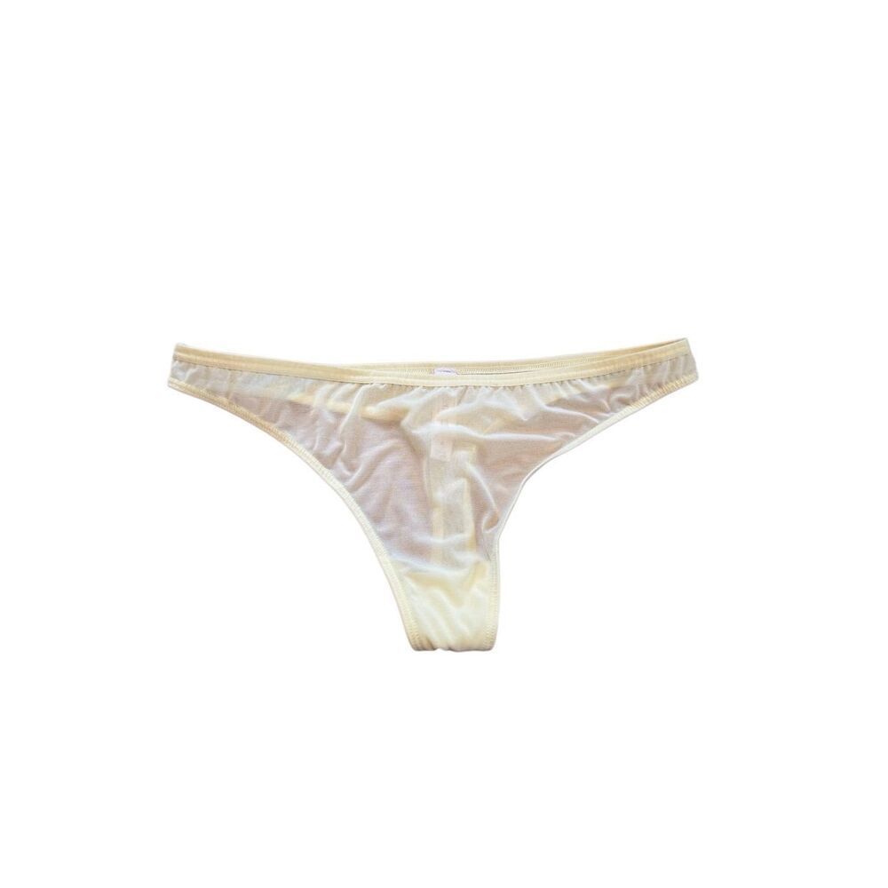 Sexy yellow mesh thong panties medium